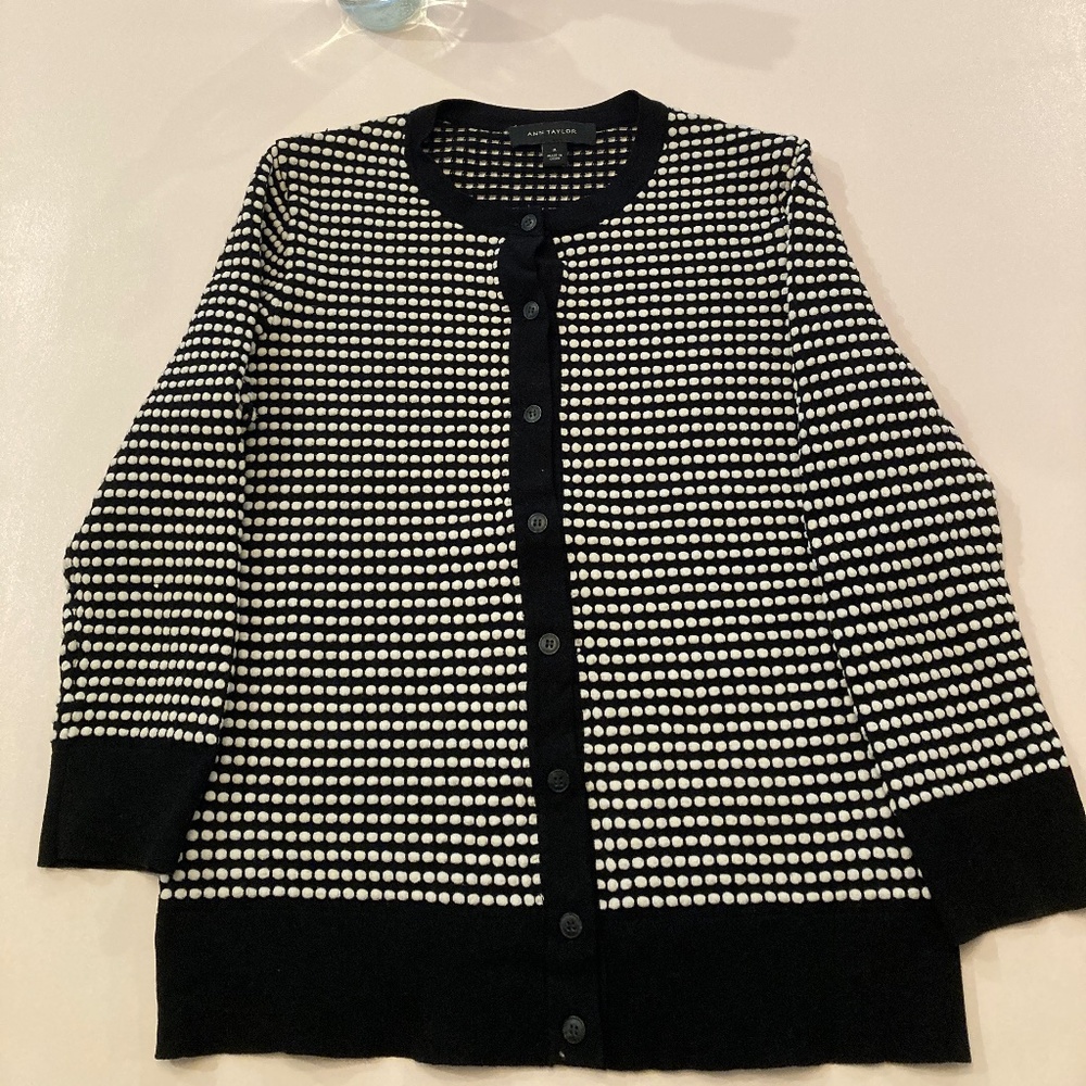 Ann Taylor Black and White Cardigan